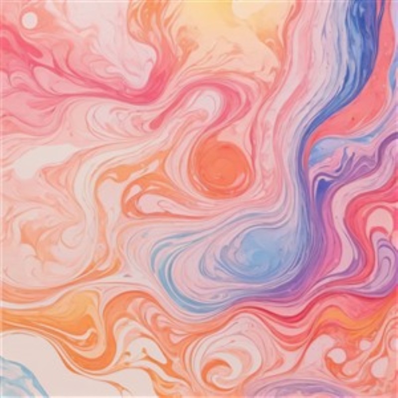 Abstrakt Marmorering i Lyse Farver - Oplev skønheden i denne farverige abstrakte marmorering, hvor flydende nuancer af pink, orange og lilla danser sammen og skaber en drømmeagtig atmosfære. Perfekt til at tilføje en livlig og kunstnerisk touch til enhver indretning.