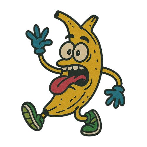 Løbenede Banan med Sjovt Udtryk