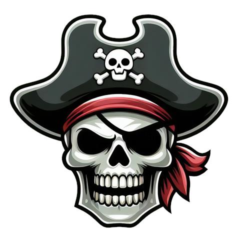 Pirateskalle med hat og tørklæde