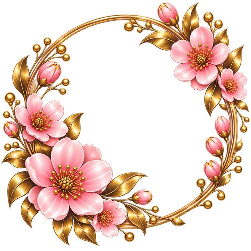 Rosa blomsterkrans med gyldne blade