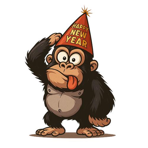 Festlig gorilla til Nytår